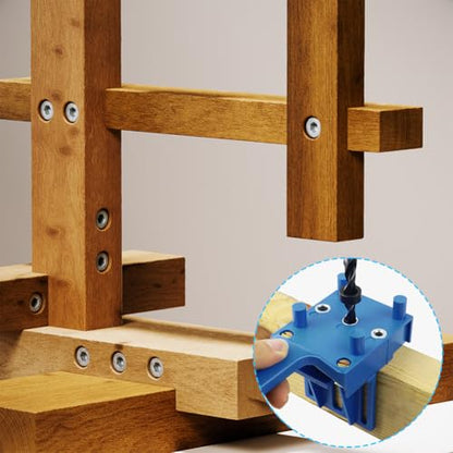 Handheld Dowel Jig Kit - Wood Doweling Hole Drill Guide Kit (Blue) - color: Blue
