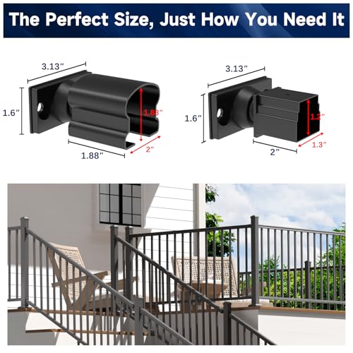 Egadis 4 Pack Aluminum Adjustable Railing Bracket Connector with Screws - color: The Brackets- Universal