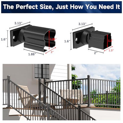Egadis 4 Pack Aluminum Adjustable Railing Bracket Connector with Screws - color: The Brackets- Universal