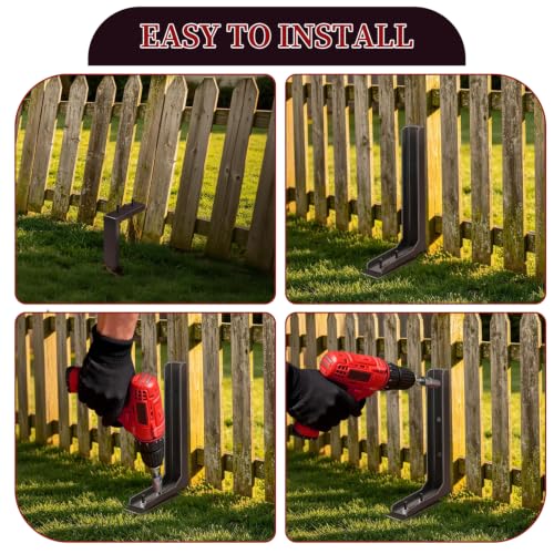 Fence Post Repair Kit Heavy Duty Adjustable Brace for Leaning Wood Posts - color: 1 Pack/Redbrown
