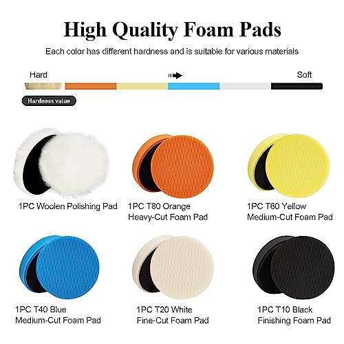 Autolock 3" Buffing Polishing Pads, 6Pcs 85mm Face for 3Inch Backing Plate - size: 3.5 inch 6 pack