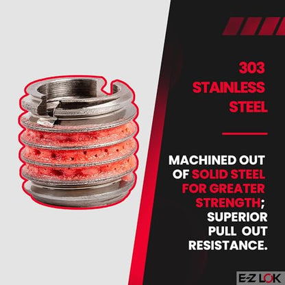 E-Z LOK Thread Insert, 0.375-16 Internal, 0.5625-12 External, 5 ct - size: 3/8"-16 IT, 9/16"-12 ET, 0.515" L, style: Pack of 5