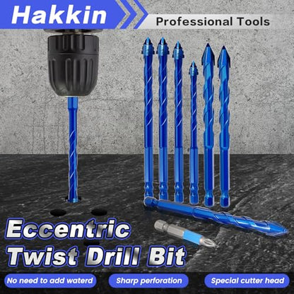 16PCS Serrated Eccentric Masonry Drill Bit Set with PH2 Bits, 1/4” to 9/16” - size: A.1/4” to 9/16”
