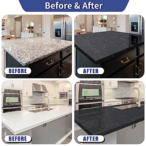 GLAINTE Epoxy Countertop Paint Kit - Black Granite Refinishing Paint - color: B2.Epoxy Granite-Black/Gold
