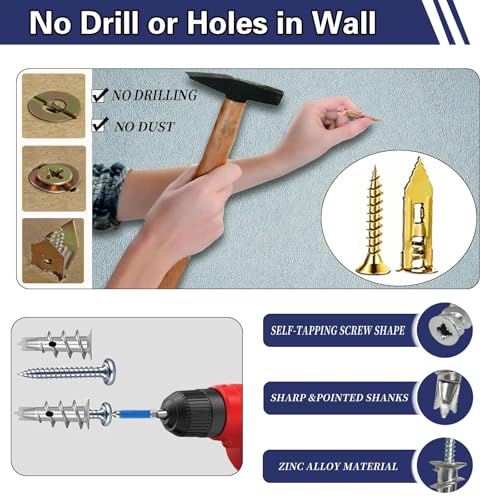 310PCS Self Drilling Drywall Anchors with Screws Kit, Wall Anchors for Drywall, 5-Sizes Metal Expansion Bolt for Dry Wall,155 PCS Sheetrock Anchors and 155 PCS Screws-No Drill Needed