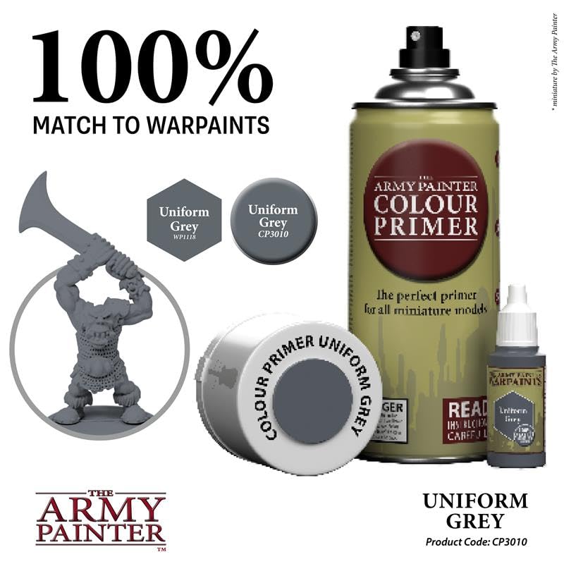 The Army Painter, Colour Primer Uniform Grey, 400 ml acrylic spray - color: Uniform Grey