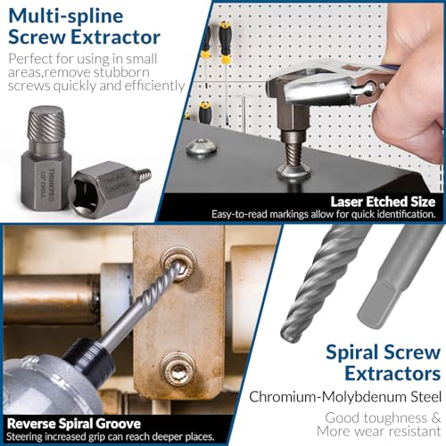 Screw & Bolt Extractor Set and Left Hand Drill Bit Kit, 54 PCS - color: 54-piece