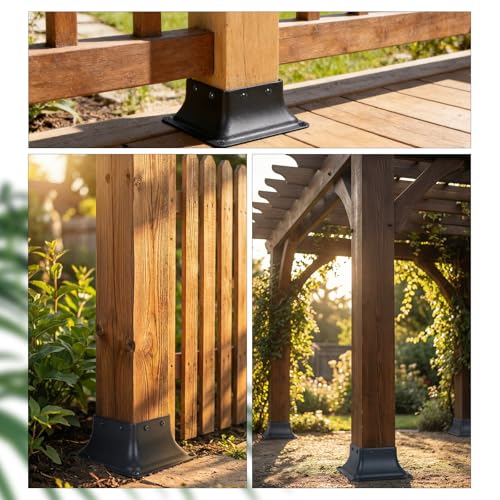 WellMade 4x4 Post Base 2 Pack, Structural Post Anchor Bracket in Heavy Duty Carbon Steel, Black Powder-Coated Finish for Deck Supports, Fencing & Outdoor Projects - size: 2 Pack