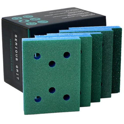 Serious Grit - 3x4 1/2" Foam Sanding Pads Assortment - 10 Pack Box - size: Mixed Grit, style: 12.7mm Foam