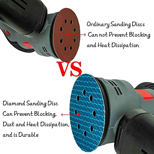 Orbital Sander Sandpaper 5 Inch 8 Hole Sanding Disc Hook and Loop Pads Sand Paper 240 Grit for Wood Metal 70 PCS Blue Aluminum Oxide Anti Blocking Rhombus Sanding Discs - style: 5 inch 240 grit