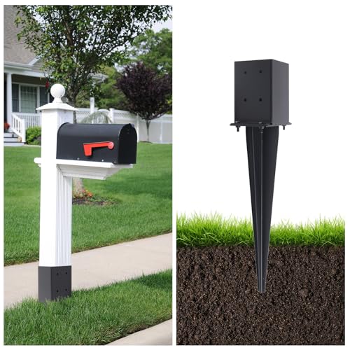 2 Pcs 22" Fence Post Anchor Ground Spike|Black Powder-Coated|4"x4" - size: 2 Pcs, style: 4"x 4"
