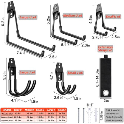 30-Pack Garage Hooks for Storage & Hanging Items, Save Space - color: 30 Pack Black