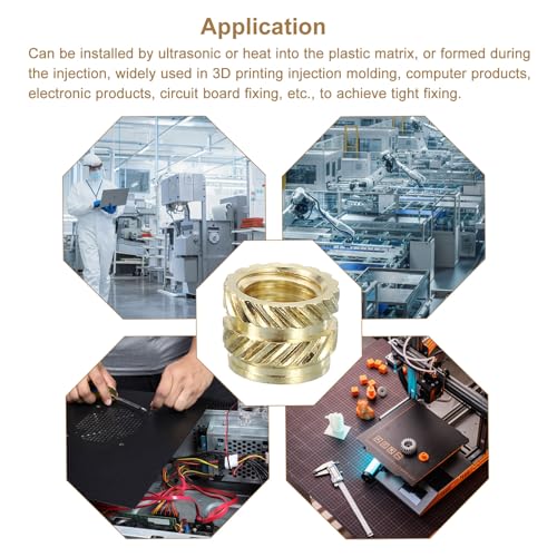 uxcell Knurled Insert Nuts, 25pcs M6 x 6mm L x 8mm OD 3D Printing Brass Nuts Female Threaded Inserts Brass Heat Set Insert Embedment Nuts - size: M6 x 6mm x 8mm