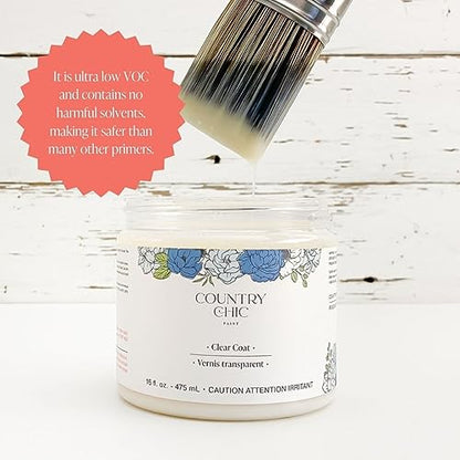 Clear Coat Pint (16oz) - Eco-Friendly Clear Satin Sheen Top Coat for Chalk Style Wood Furniture Paint, Non-Yellowing Waterproof Finish, Easy Application - size: 16 Fl Oz (Pack of 1)
