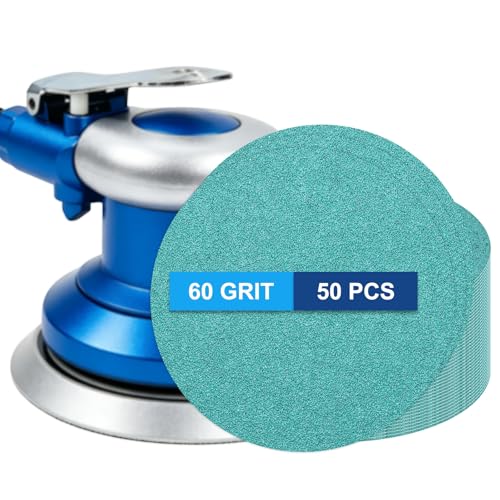 50Pcs 6" PSA Sanding Discs 60 Grit Polyester Film Green - size: 6 Inch-60 Grit