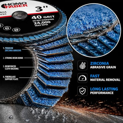 HOMO FABER 50Pcs Die Grinder Sanding Discs, 3 Inch Flap Discs Roll Lock - size: 3 Inch