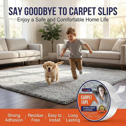ETERART Double Sided Carpet Tape, No-Residue for Hardwood Floors, 2" x10Yds