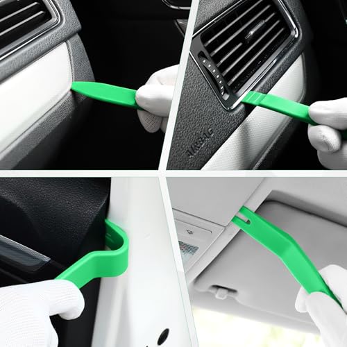 LivTee 5 pcs Auto Trim Removal Tool Kit, No Scratch Plastic Pry Tool Kit - Interior Door Panel Clip Fastener Removal Set for Vehicle Dash Radio Audio Installer (Green) - color: Green