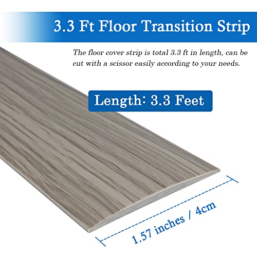 FONUNO Vinyl Floor Transition Strip Self Adhesive Threshold Strip 1.57" W - color: Gray, size: 4cm, 3.3Ft