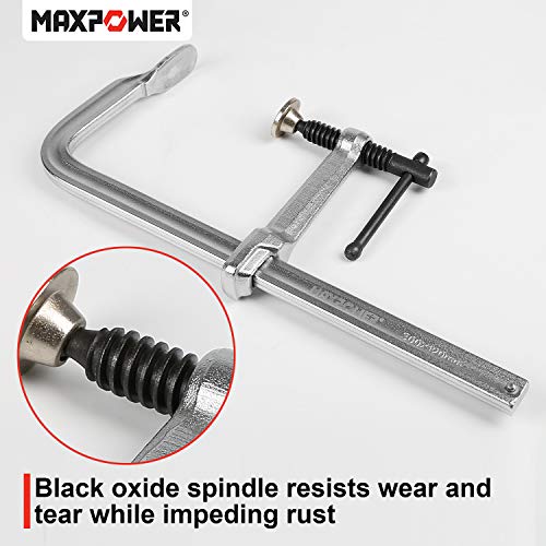 MAXPOWER 2-Pcs 12-inch F Clamp, 4-3/4" Throat, Forged Full Steel Bar Clamp - size: 12" (2-Pc)