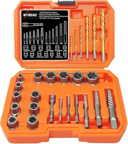 26PCS Easy Out Screw Bolt Extractor Set and Left Hand Drill Bits Set - size: 26PCS