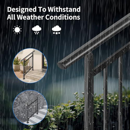 Upgrade 2 Pack Handrails for Outdoor Steps, Adjustable 2 Step Stair Railing - size: 2 Steps, style: Fence Set