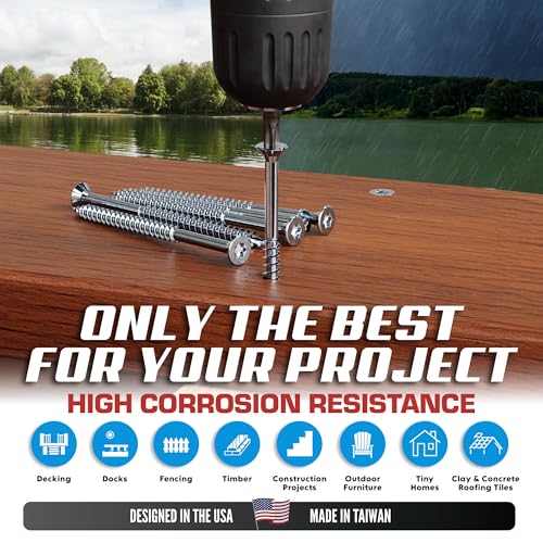 #10 x 3 1/2 Inch Stainless Steel Deck Screws | 305 Grade (350 Pack) | Flat Head T25 Star Torx Drive | Stainless Steel Screws by Eagle Claw Fasteners | Corrosion & Rust Resistant (Includes Driver Bit) - size: #10 x 3.5"