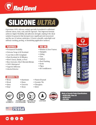 Red Devil 078040 Silicone Ultra 100% RTV Silicone Sealant, 10.1 oz., Brown, 1 Pack - color: Brown, size: 1 - Pack, style: 10.1 oz.