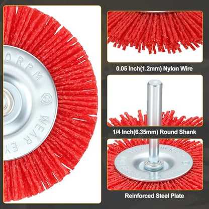 DTGN 12 Pcs Wire Wheel Cup Brush Set for Drill, 1/4 Inch Round Shank - size: 1/3 inch（80/180/240 Grit）