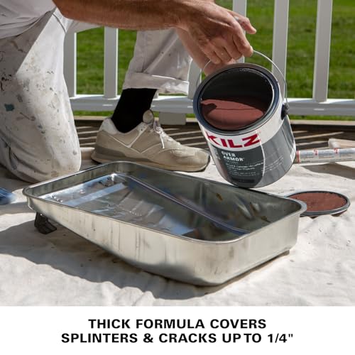 KILZ Over Armor Smooth Solid Coating Resurfacer, Rustic Cherry, 1 Gallon - color: Rustic Cherry, style: Smooth
