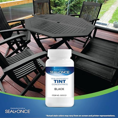 SEAL-ONCE Semi-Transparent Multi-Surface Wood Stain Tint, Black - color: Black