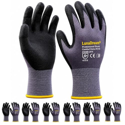 LunaDream Work Gloves MicroFoam Nitrile Coated-6 Pairs,Seamless Knit Nylon Gloves,Gray Work gloves - size: 10X-Large