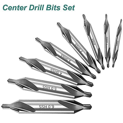 8Pcs HSS Center Drill Bits Set Combined Countersink Drill Bit Tool