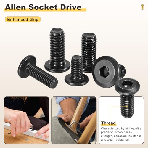 METALLIXITY Flat Head Hex Socket Cap Screws M6-1x75 10Pcs - color: Black, size: M6-1x75mm