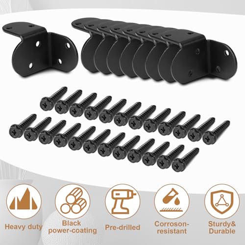 Zonon 12 Pcs 2" Rafter Clips Brackets with 72 Screws Black Roof Connectors