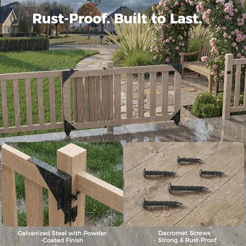 Sliding Gate Hardware Kit, Anti-Sag Wooden Gate Corner Bracket & Roll Wheel