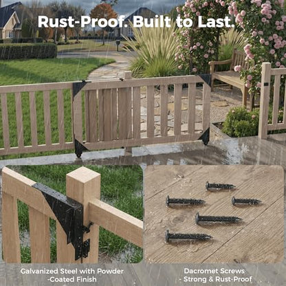 Sliding Gate Hardware Kit, Anti-Sag Wooden Gate Corner Bracket & Roll Wheel