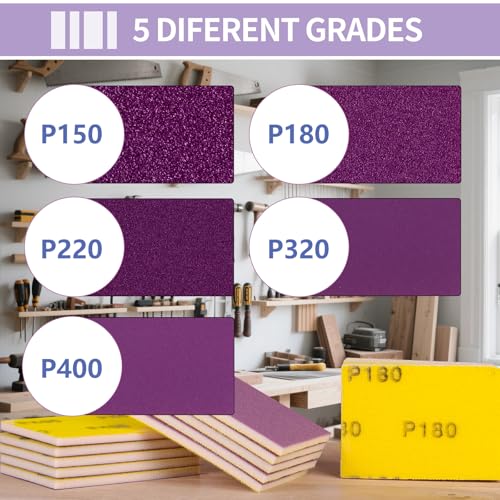 20Pcs Sanding Sponge 320 Grit Wet Dry Soft Foam Hand Sander Block - size: 20pcs 320 Grit, style: Ceramic Sand