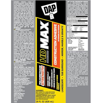DAP HD Max Construction Adhesive, White, 28 oz (7079827512)