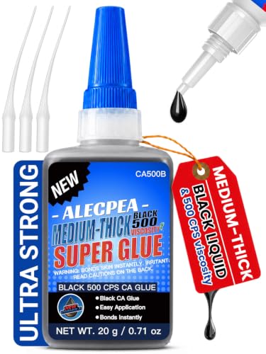 ALECPEA 20g Black CA Glue, Medium 500CPS Cyanoacrylate Super Glue