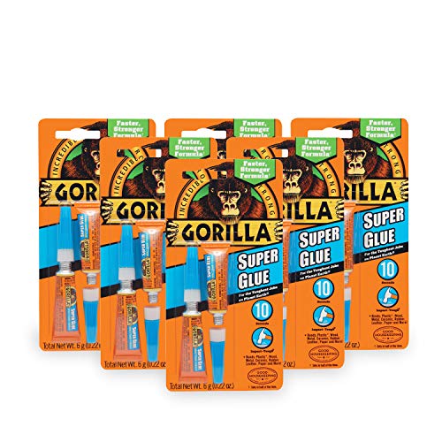 Gorilla Super Glue, Two 3 Gram Tubes, Clear, (Pack of 6) - size: 6- Pack