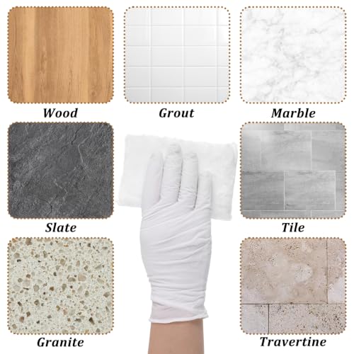 20 Pcs Wood Staining Applicator Kit Microfiber Stain Sponge Pads with Disposable Nitrile Gloves Reusable Stain Sponge Pads for Wood and Oil Based Finishes (White)
