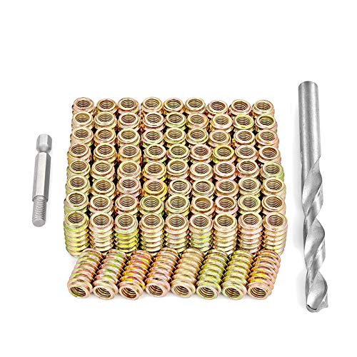 80Pcs 1/4"-20x20mm-H Flushed Nut Inserts Wood Threaded Fastener for Furniture - color: 1/4"-20 x 20mm-H