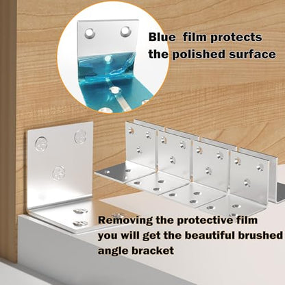 40Pcs Stainless Steel Angle Bracket 2In Heavy Duty Corner Brackets for Wood - size: 40 Pack