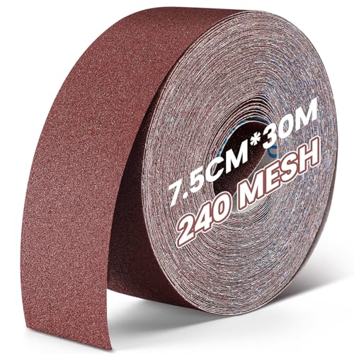 240 Grit Sandpaper Roll 3''x100 ft Long Continuous Emery Cloth Drum Sander Sand Paper Roll for Wood Furniture Finishing Metal Sanding Automotive Polishing, Wet and Dry Sanding, Aluminum Oxide - size: 240 Grit