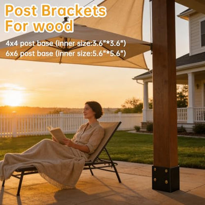 6x6 Post Base for Concrete Heavy Duty（4PCS Extra-Thick 3mm Steel - size: 6x6 post base (4 PCS)