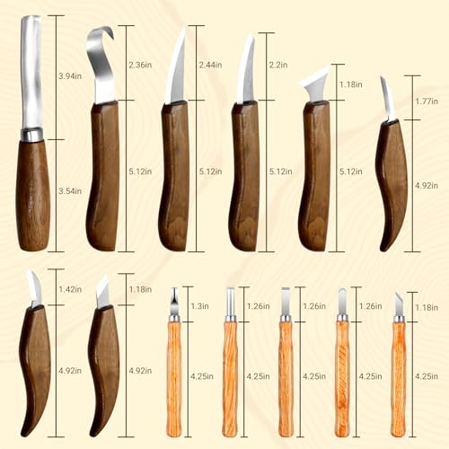 23PCS Wood Carving Kit, Wood Carving Tools - color: walnut-colored