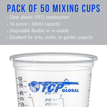 TCP Global 10 oz. (300ml) Graduated Plastic Mixing Cups - Box of 50