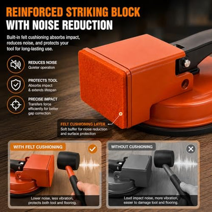 Floor Gap Fixer Tool with Enhanced Vacuum Suction Cup for Vinyl Plank (LVP), Laminate, Hardwood & Tile Flooring, Industrial Steel, Heavy Duty Floor Fix Plank Grabber for Repair Gaps (Tool Only)