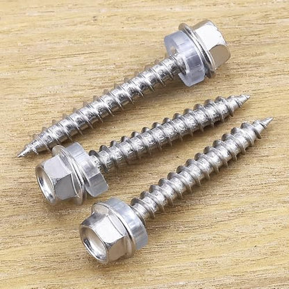 #12 x 2 Hex Head Self Tapping Screws for Wood Fiberboard, 410 Stainless Steel, Hexagon Head Quick Self Tapping Screws, 50 PCS, with Hex BIt - size: #12 x 2"